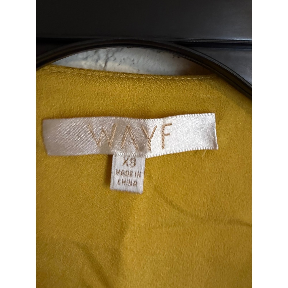 WAYF Womens Snakeskin Jacquard Mini Dress Mustard Yellow Puff Sleeve XS Glam - Picture 3 of 9
